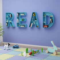 Iron creative office letters simple bookshelf school floor-standing childrens storage rack display rack wall-mounted bookcase wall