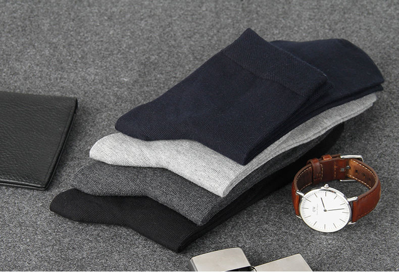 Vớ nam Langsha vớ cotton nam bốn mùa kinh doanh trong vớ ống mùa xuân và mùa thu vớ thấm mồ hôi vớ thể thao - Vớ nam vớ tất