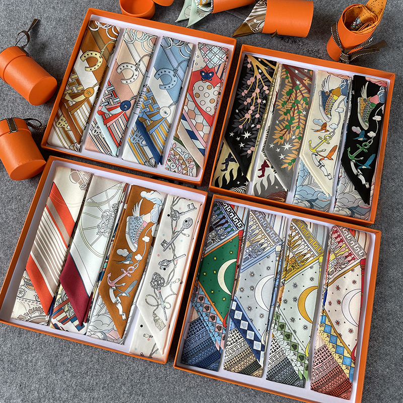 Suitable for Emma's New 24 Model H Brand Twill Silk Scarf, Maya Jungle, Clouds and Everything in Between, Silk Twill Tie