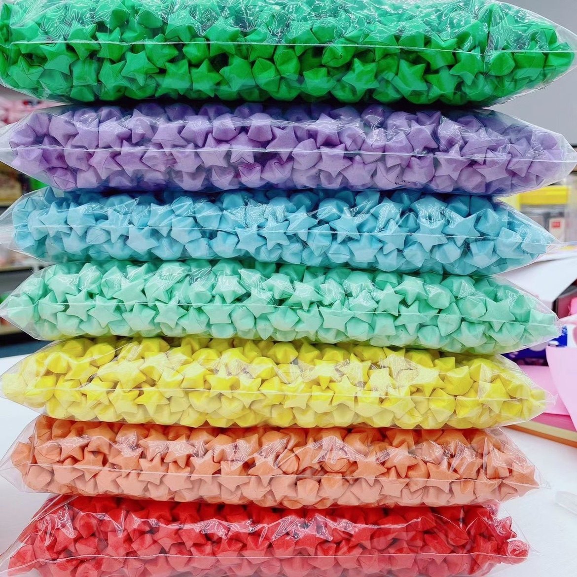 Handmade Stars Finished Products Lucky Stars Folded Paper Stars Finished Night Stars Finished Stars Finished Folding Night Light Stars Origami Origami-Taobao