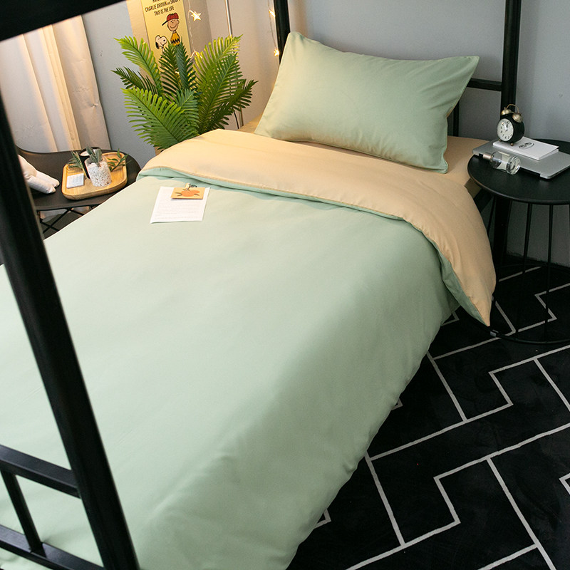 Three-style bed group Student Dormitory Single Pure Color Net Red Jane approximately Quilt Cover Girls Sleeping room 3 beds 4 pieces