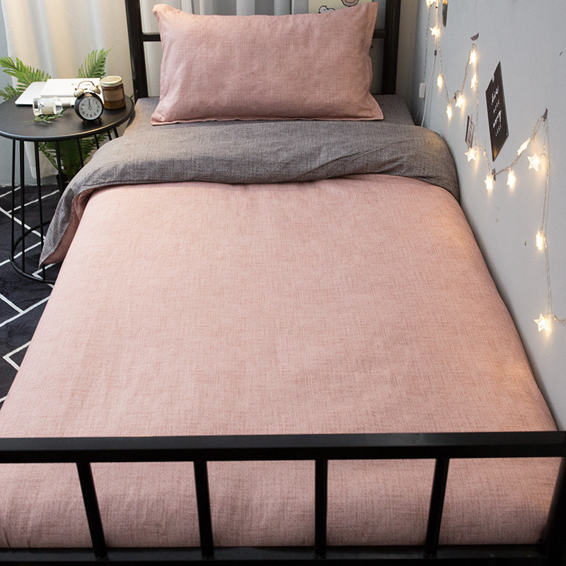 Pink Dormitory Bed Three Piece Bed Set Maid Linen in Single Pillow Single Player Han Edition Student 3