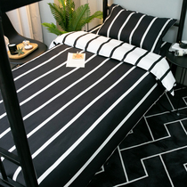 Nordic style black and white striped four-piece set single student dormitory bedroom three-piece duvet cover sheets Bedding summer