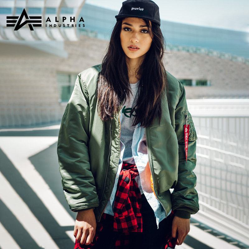 Alpha Alpha Industrial MA1 Flight Jacket MA-1 Woman's sashimi version waterproof and warm cotton clothing thick jacket