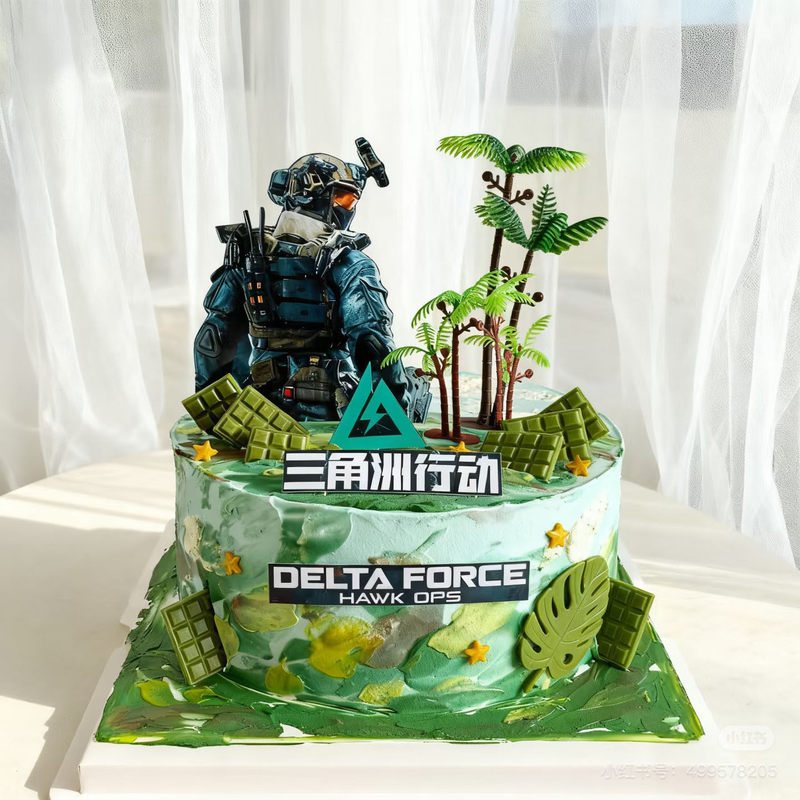 Delta Operation Cake Decoration Toppers Inserts Card Room Card Gold Bar Gold Pocket Watch Wine Glass Male Male Idol Birthday