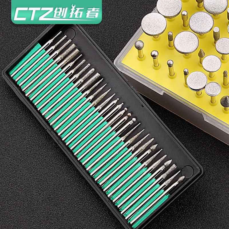 Diamond grinding head round ball cylindrical tapered plated diamond grinding head jade grinding head grinding head 3mm shank boxed