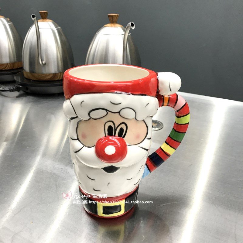 Santa Claus milu deer breakfast milk cup of large capacity office coffee cup express cartoon gift porcelain cup