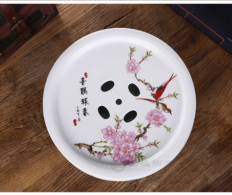 Tea tray was contracted household ceramic water storage type small circular congou storage small Tea sea porcelain trays