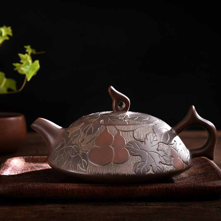 Creator qinzhou nixing pottery mud TaoChun manual high - capacity gourd pot of ferro, lotus leaf tea cups can form a complete set of tea sets