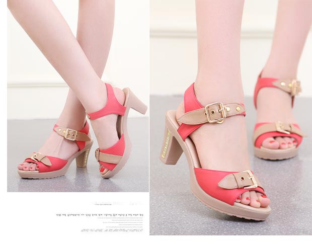 Mùa hè 2018 mới của phụ nữ sandal cao gót dày với đế dày thời trang không thấm nước thoải mái cỡ lớn 42 giày nữ giày vascara