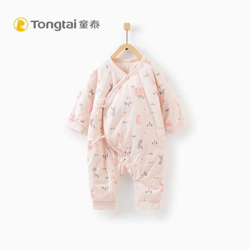 Child Tai autumn winter newborn thickened crotch hay clothes 0 - 3 months baby butterfly clam clothes cotton sweater to climb clothes