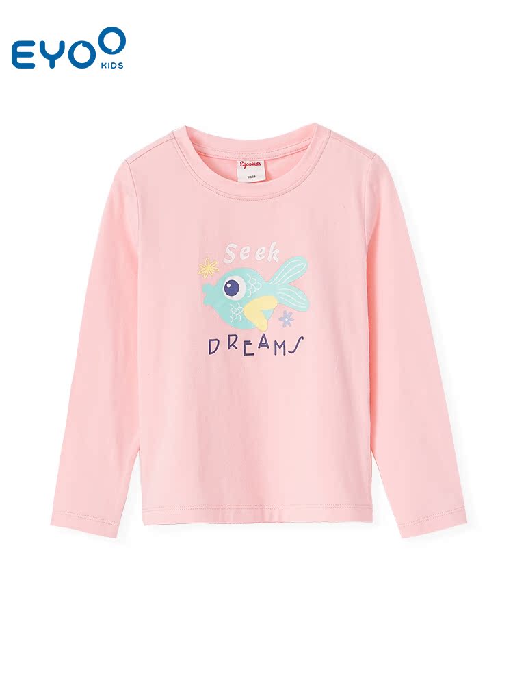 Eyookids cô gái 2020 mùa xuân và mùa thu mới dài tay áo T-shirt cotton t-shirt t-shirt chạm đáy.