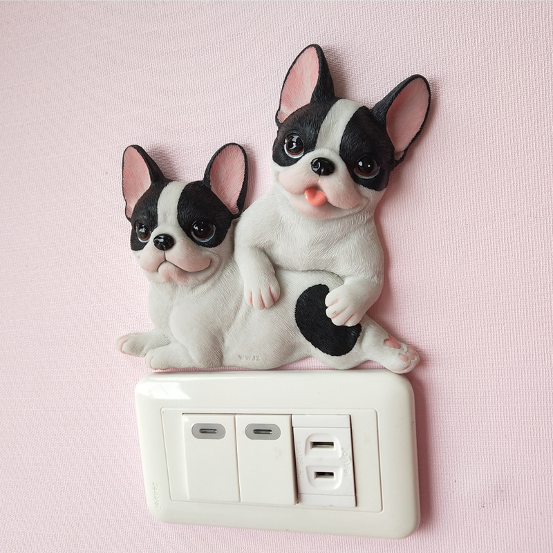 Switch stickers cute dog creative protective cover living room 3d three-dimensional simple modern increase resin socket decoration