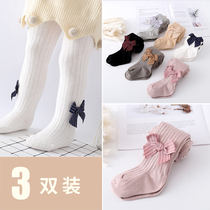 Baby pantyhose spring and Autumn pure cotton thin section Girls baby socks one-piece socks Autumn and winter childrens leggings outside wear