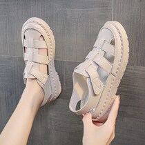 Hot Air Mesh Red Wrap Head Sandals Women Personality 2021 Summer New Ins 100 Hitch Hollowed-out Ultra-Fire Flat Beach Roo