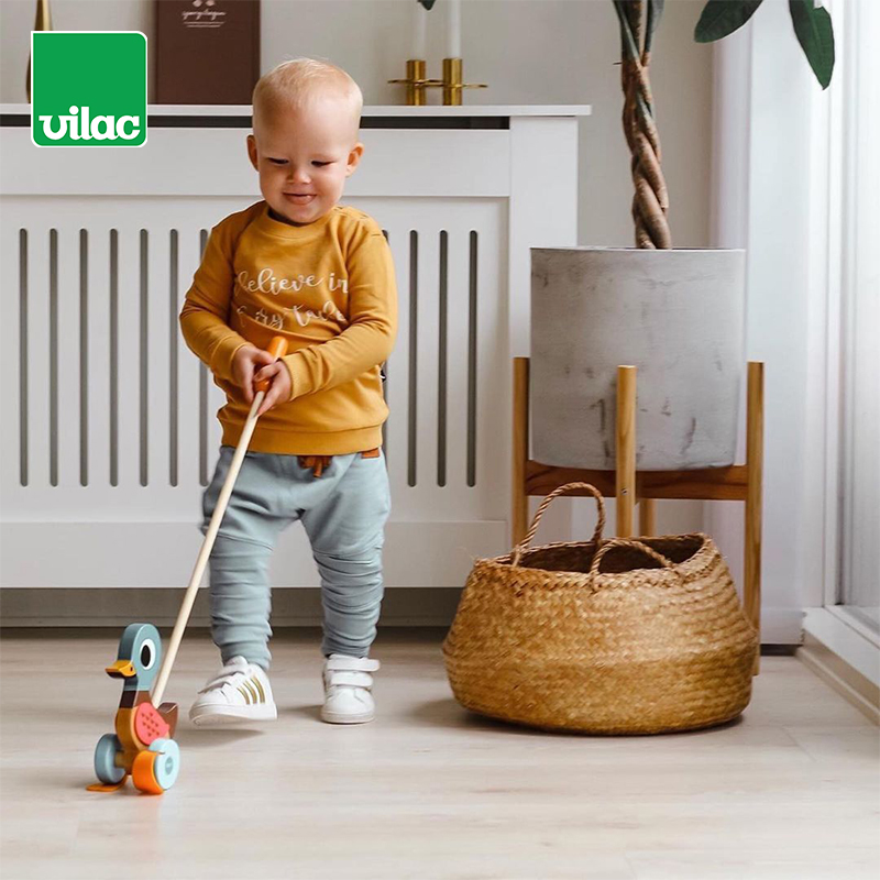 France Vilac Baby Boy Learning Step Wooden Pushback Wooden Pushback Trolley Baby Puzzle Toy 1 year old