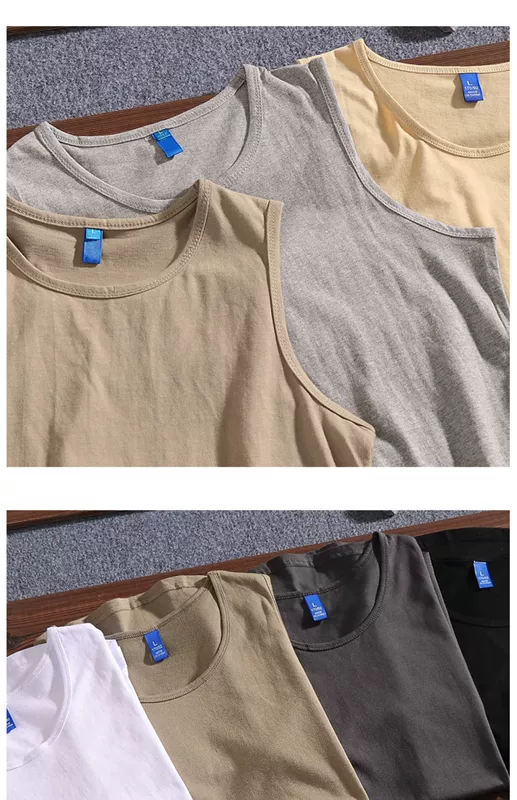 Nhật Bản retro hip hop hip-hop màu rắn in thể thao giản dị vest nam cotton lỏng áo vest đôi - Áo vest cotton áo ba lỗ trắng