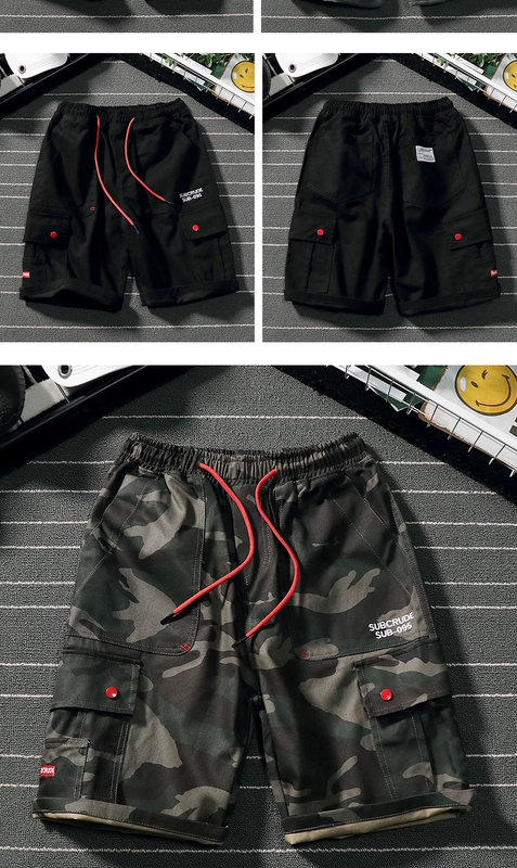 Công cụ Nhật Bản bỏ túi lớn năm điểm quần short nam thương hiệu thủy triều lỏng lẻo hỏi ngụy trang phong cách quân đội quần âu trai