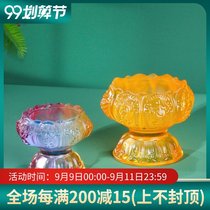 Glazed ghee lamp holder Tibetan Lotus Candle Lamp ghee lamp holder for Buddha front eight auspicious Buddha lamp candlestick