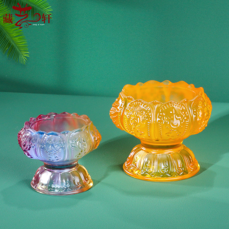 Glazed butter lamp holder Tibetan lotus candle lamp butter lamp holder for the Buddha's first eight auspicious offerings to the Buddha lamp candle holder