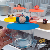 Recommended 11 5cm cup cover cartoon pattern cute silicone cover leak-proof rubber food universal cover