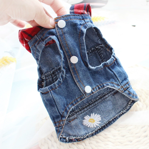 Двухногий ненавистный жилет Джинсовый Джинсовый Джинсовый и Осенний Износ Бишон Медведь Тедди Померанский маленькая собака Педаньская собака одежда кошка