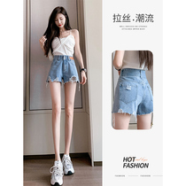 High-waisted denim shorts womens wide legs loose a character 2021 New thin hot pants ultra-short tide ins summer thin models