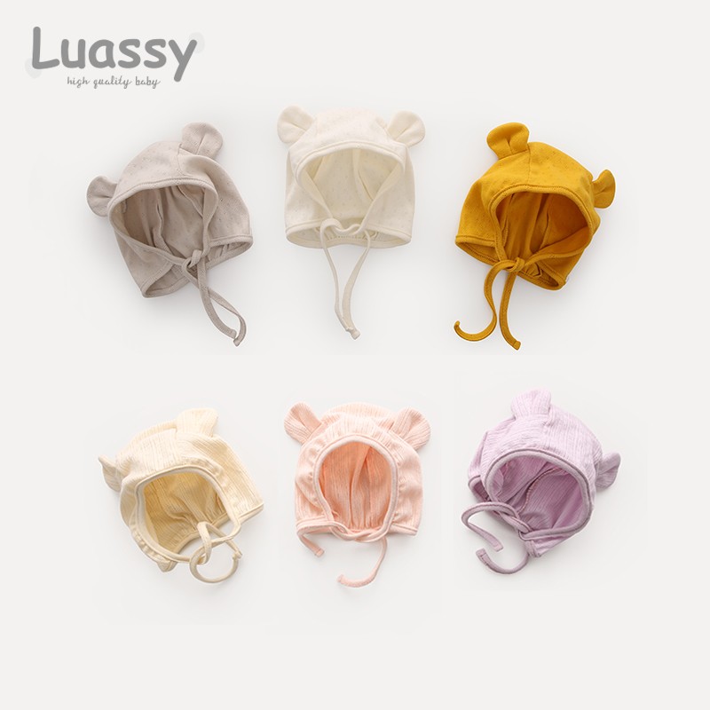 luassy baby hat spring and autumn thin baby girl guard fontanelle newborn fetal hat boy 0-March autumn winter