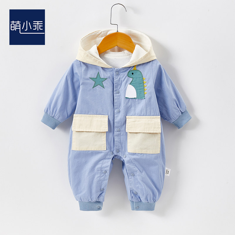 Baby jumpsuit spring and autumn clothes net red men and women baby clothes 0-6 months newborn clothes outing clothes tide 9