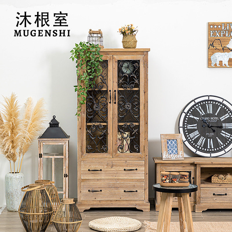 American retro dining cabinet solid wood carved flower containing wine cabinet living room by wall Home containing cabinet dining room small side cabinet