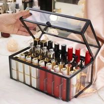 Lipstick storage box ins Wind new net red cosmetics multi-grid dustproof transparent glass lip glaze lipstick finishing rack