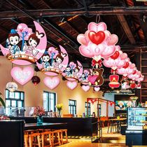 Valentines Day decoration scene ornaments pendant pull flag mall jewelry hotel creative hanging decoration Tanabata shop atmosphere cloth
