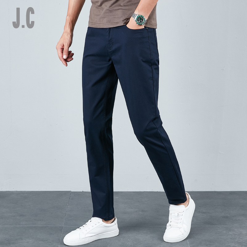 Men's Casual Pants, Summer Pants, Slim Fit, Pure Cotton, Tapered Pants, Long Pants, Trendy, Versatile, Stretchy Men's Pants