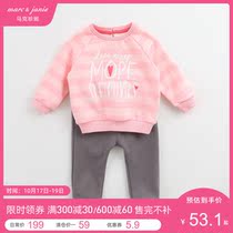 (Clearance) Mark Jenny Boys and women sports suit baby Spring and Autumn Sweater trousers two-piece set 19010A