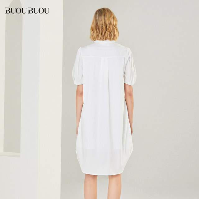 ສູນການຄ້າ BuouBuou ແບບດຽວກັນ summer puff sleeve shirt collar dress for women BI2G003