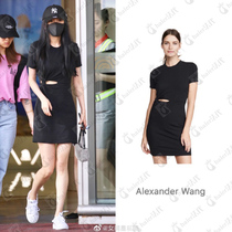 Alexander Wang King 20 spring and summer Yang Ling and the same hollow waist and twisted dress black sexy