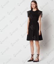 Sandro discount 2020 Sweet lace hollow sleeve splice to collect waist dresses