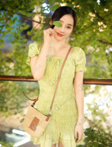 MAJE 2020 Summary - Za star with the lotus leaf fold retro bubble short - sleeve waist dress