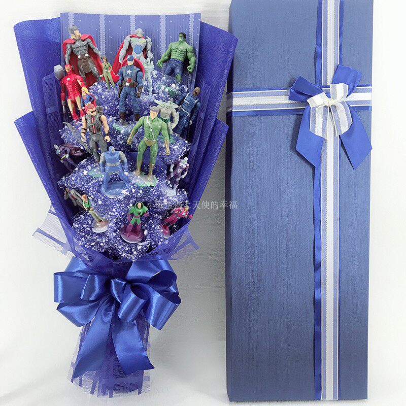 3 8 Girls' Day Avengers United States Captain Spiderman Spider Flowers Bouquet Gift Box Valentine's Day Birthday