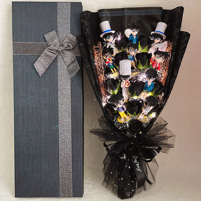 Detective Conan Kudo Shinichi Anime Handmade Creative Valentine's Day Birthday Graduation Gift Cartoon Soap Bouquet