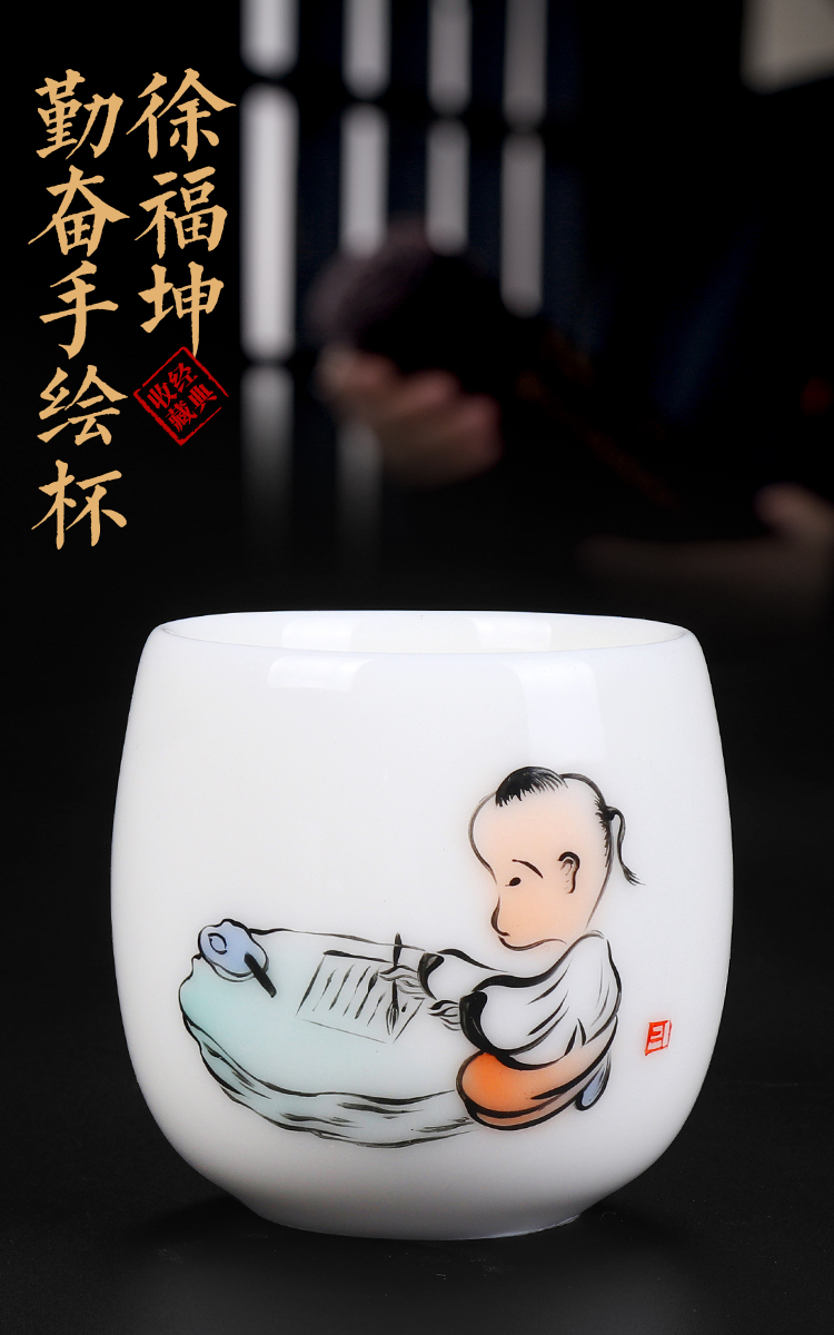 The Master artisan fairy Xu Fukun hand - made white porcelain teacup Master cup ceramic household creative move sample tea cup single CPU