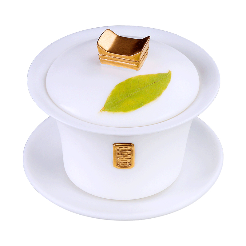 The Master artisan fairy guo - qin Chen paint konoha white porcelain three tureen premium suet jade porcelain tea cups in the bowl