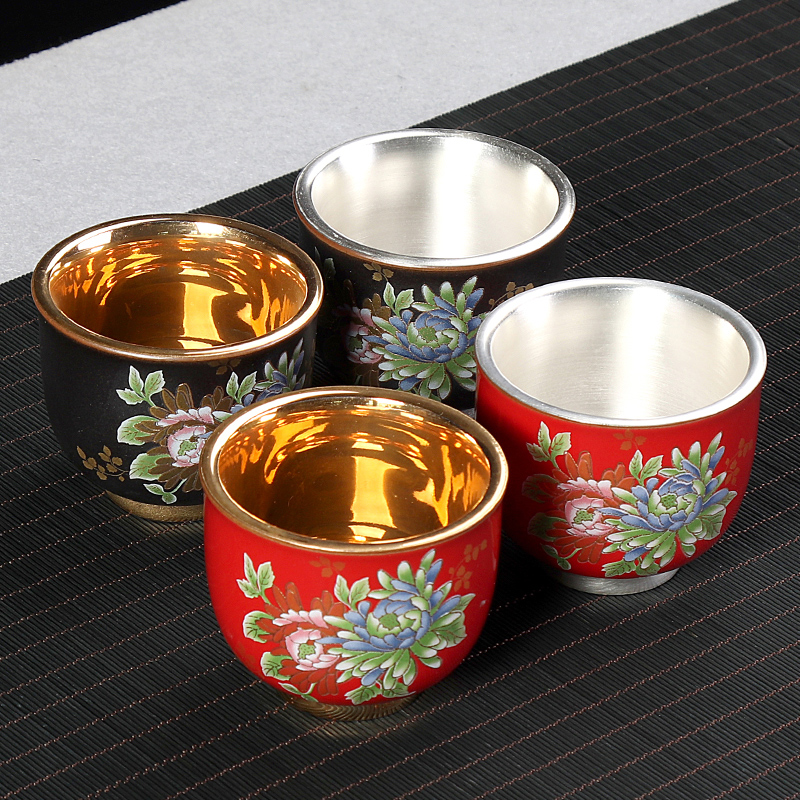 Artisan fairy hand - made coppering. As silver cup sample tea cup Japanese household ceramics cup kung fu master cup single cup size
