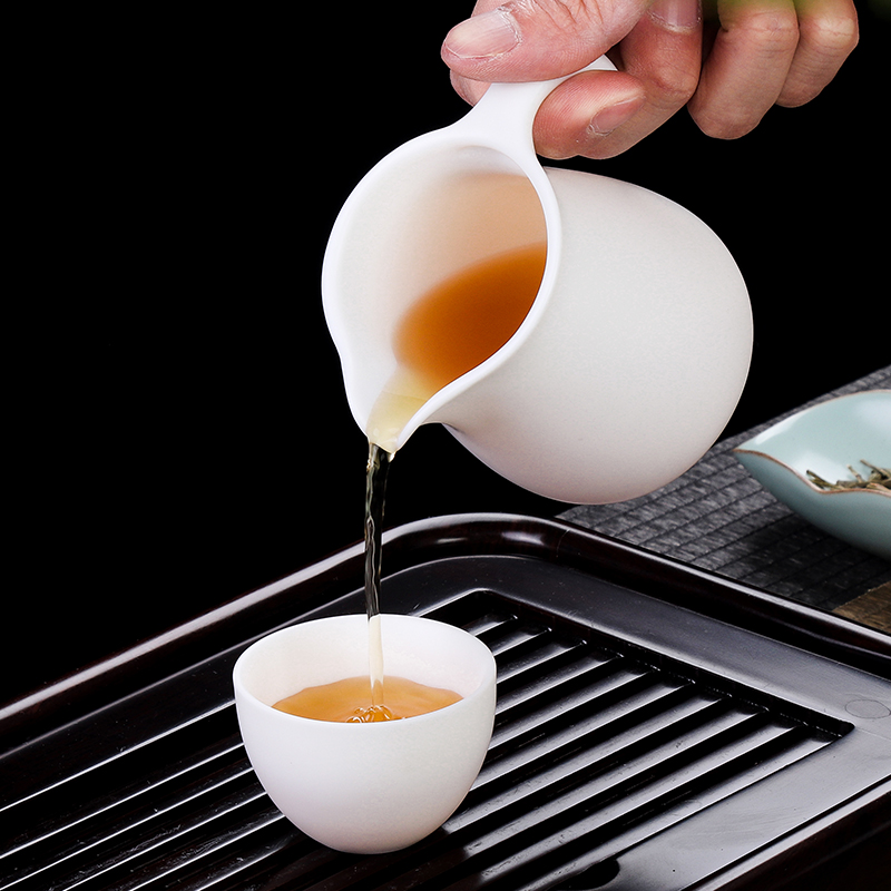 Artisan fair fairy dehua white porcelain cup checking ceramic household sea kung fu tea tea cup and a cup of tea ware points