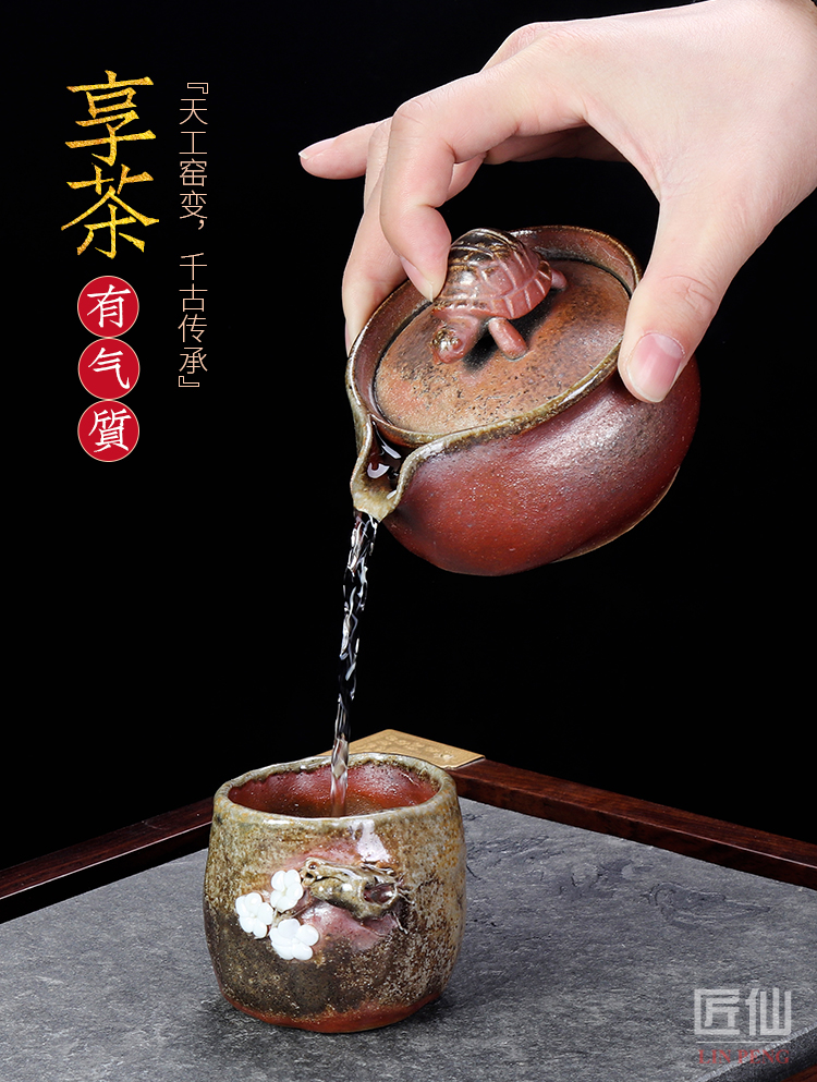 Artisan fairy hand embryo to burn pot of pure manual lid bowl of Aquarius kung fu tea tea, coarse pottery hand grasp pot