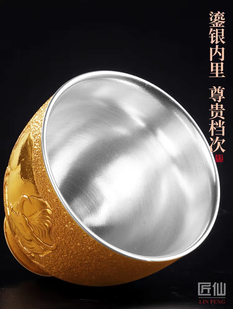 Artisan fairy gold mine loader zodiac silver cup masters cup sample tea cup of household ceramics creative kung fu tea cups