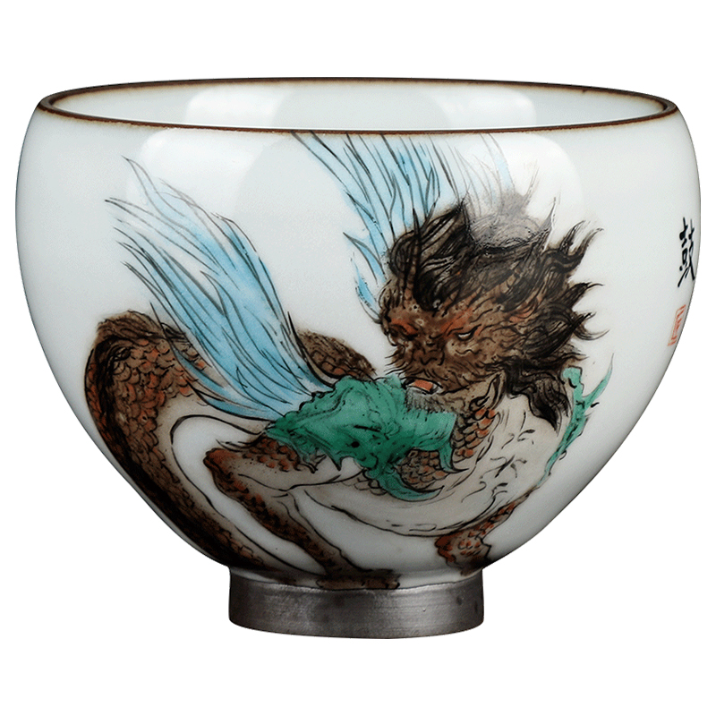 Artisan fairy Peng Guihui famous tea authentic hand - made teacup god beast master cup single CPU ceramic household personal cup