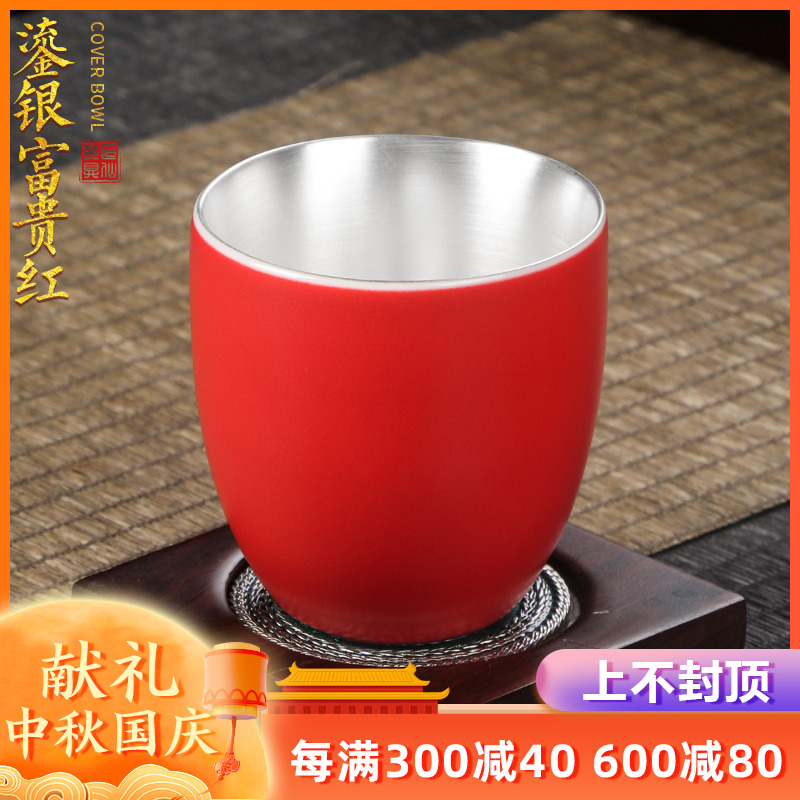 Artisan fairy 999 sterling silver cup ceramic household coppering. As silver cup pure manual kung fu tea masters cup sample tea cup