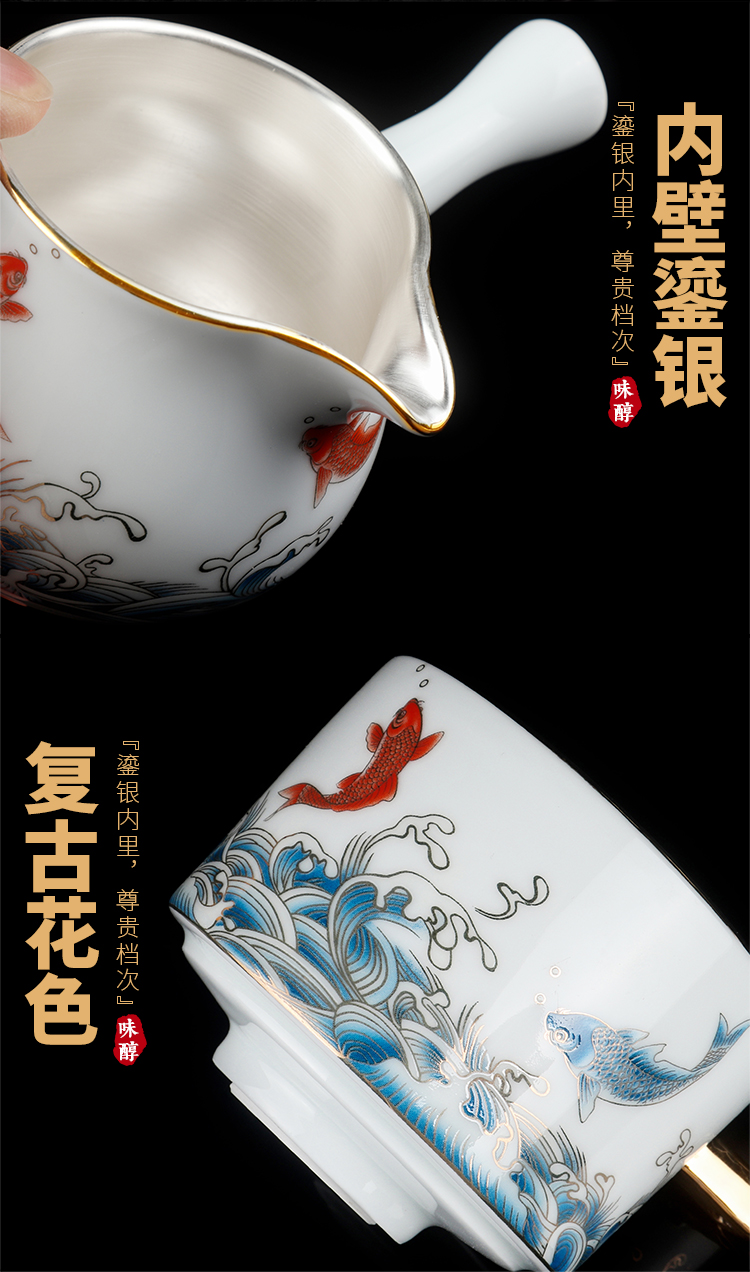 Artisan fairy coppering. As silver tea set automatically suit household ceramic tea set fit lazy kung fu tea tea cups