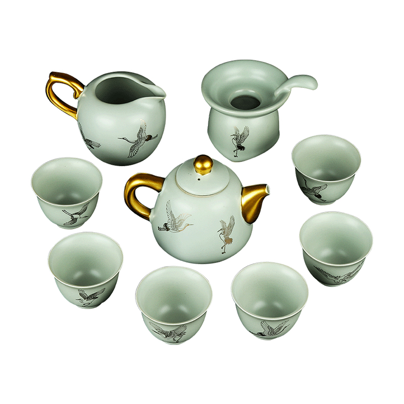 Artisan fairy your up gold kung fu tea tea set ceramic home office teapot tea cups